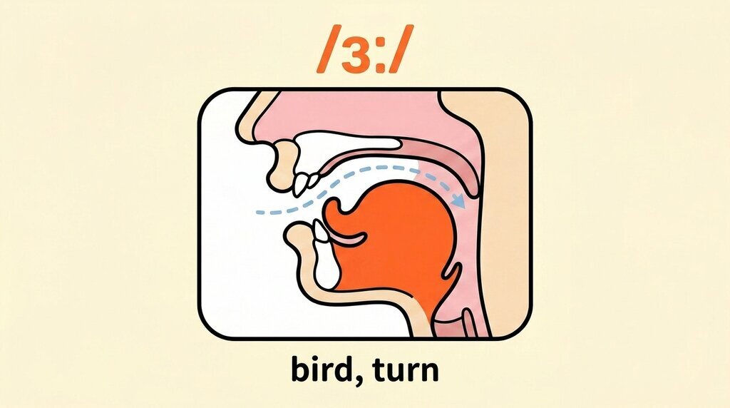 ɝː bird, turn 横から（断面図）