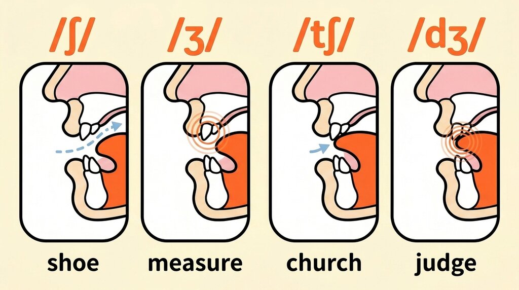 シ・シュ系の音 4つの断面図