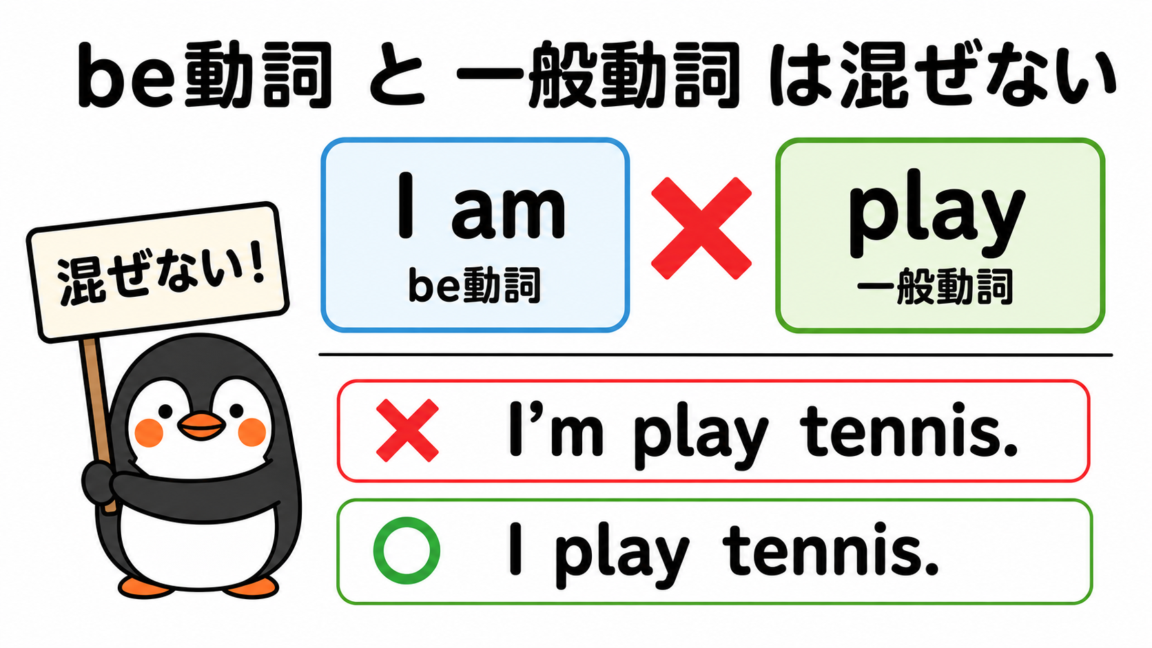 be動詞と一般動詞は混ぜない