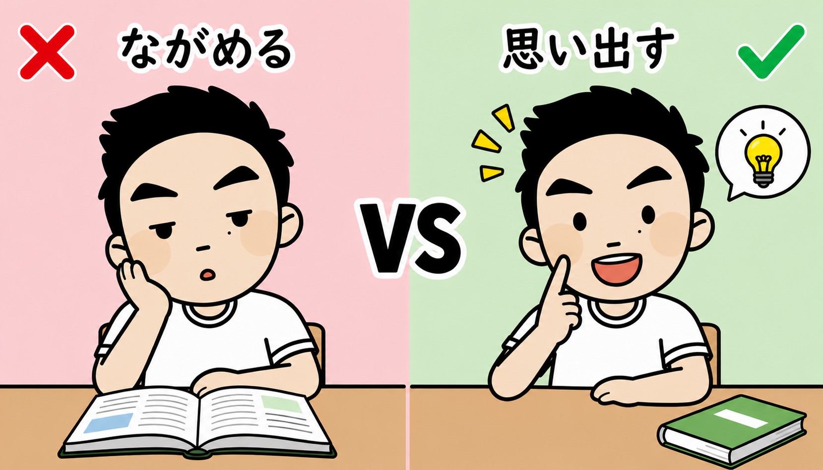 ながめる vs 思い出す（テスト形式の重要性）