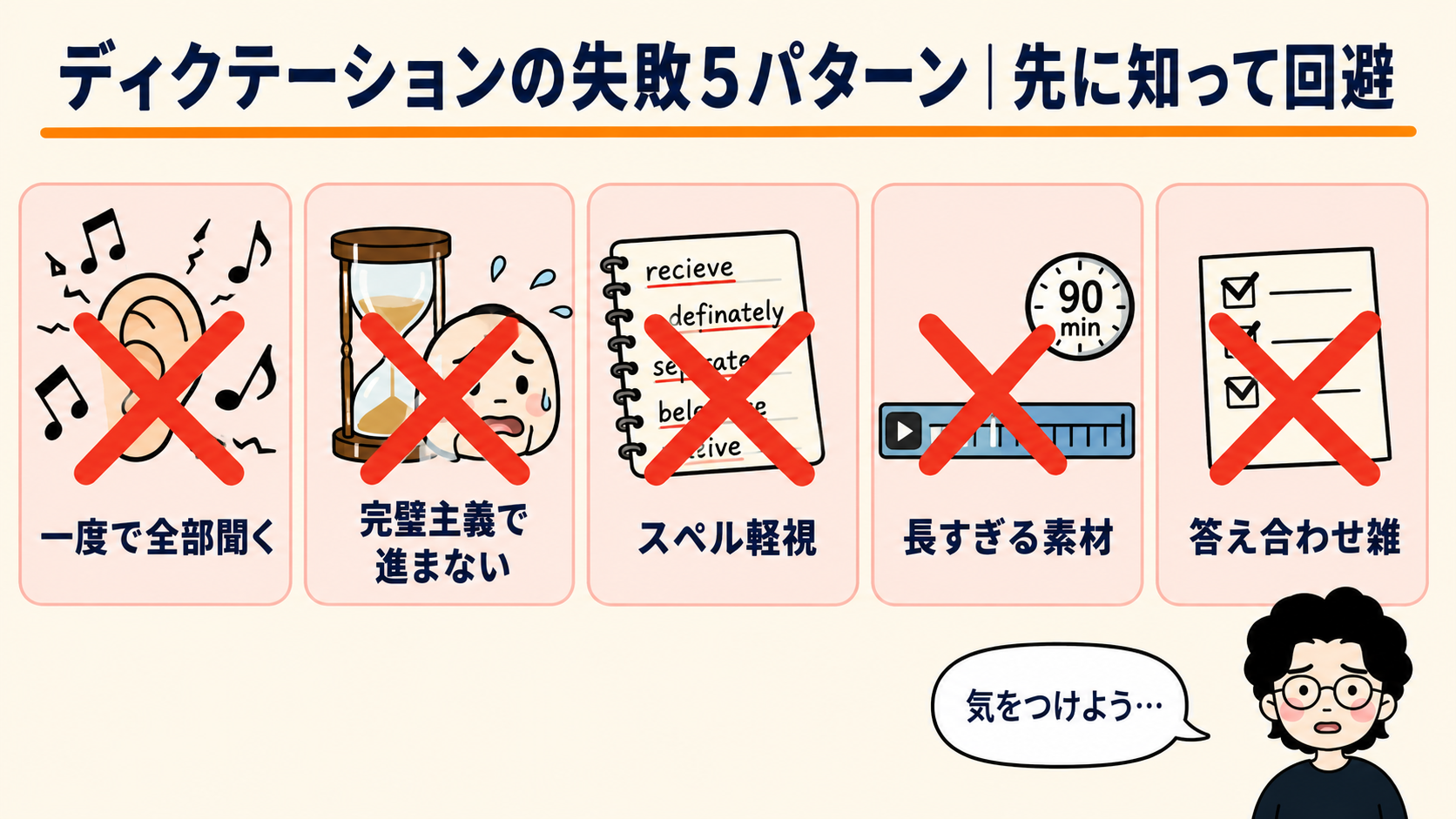 ディクテーションの失敗5パターン