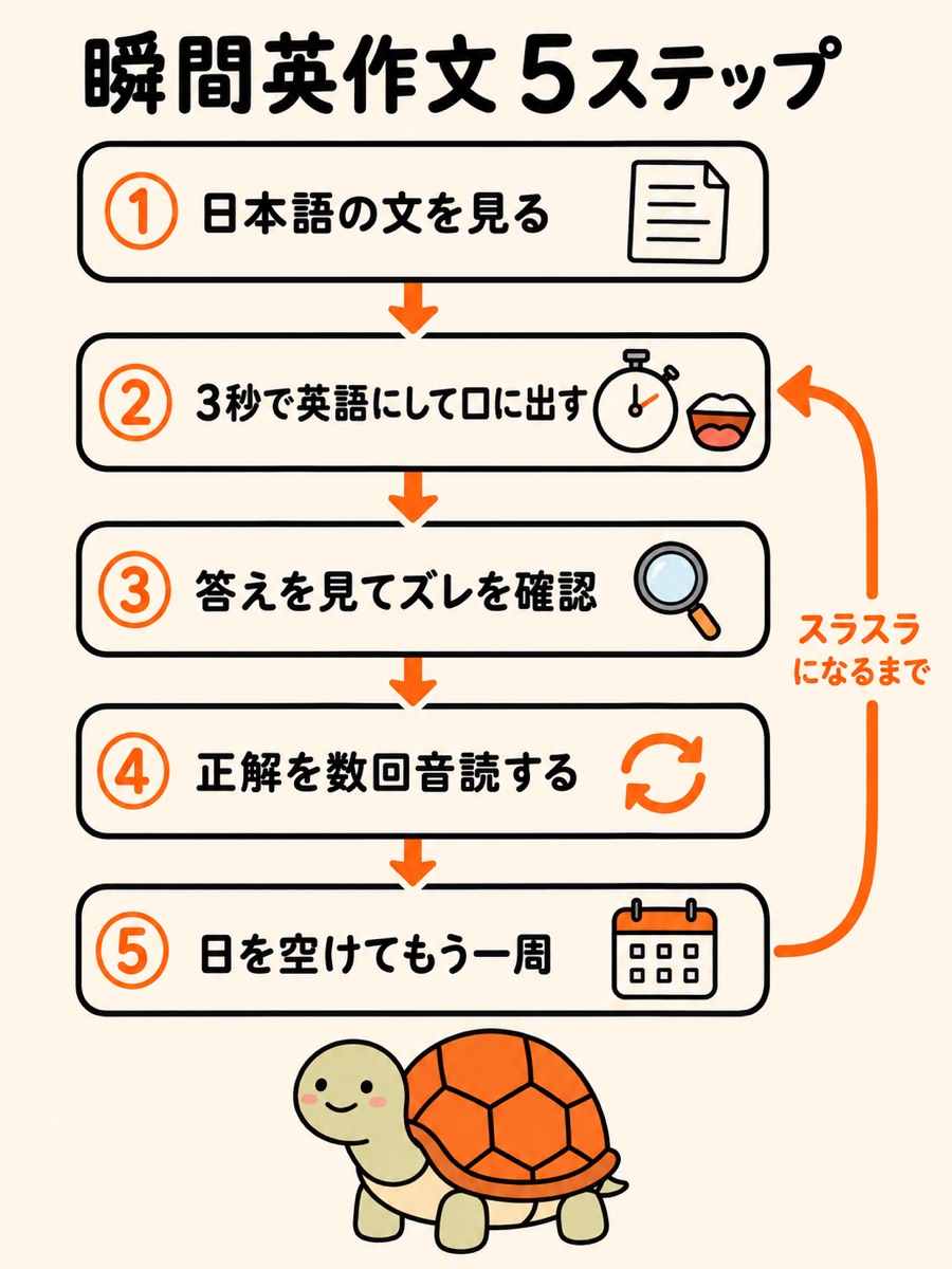 瞬間英作文5ステップの流れ図
